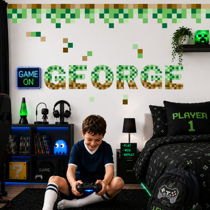 Pixel Border & Letters Wall Stickers