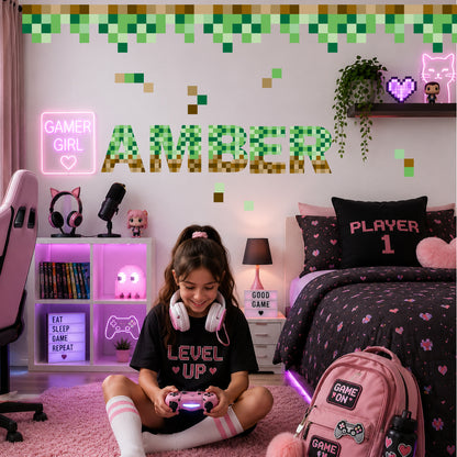 Pixel Border & Letters Wall Stickers