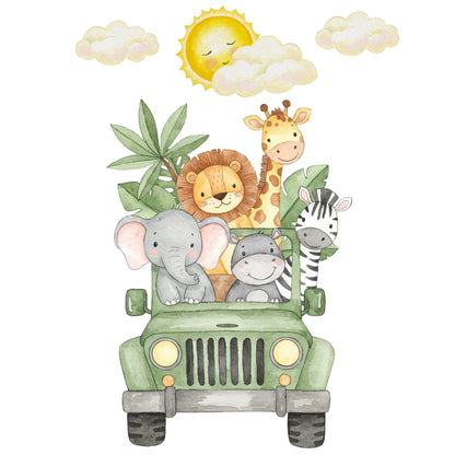 Safari Jeep Wall Stickers in Watercolour