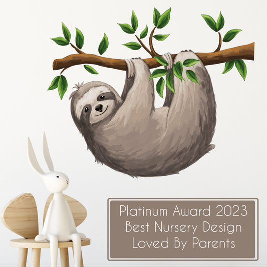 Sloth Branch Wall Stickers Watercolour