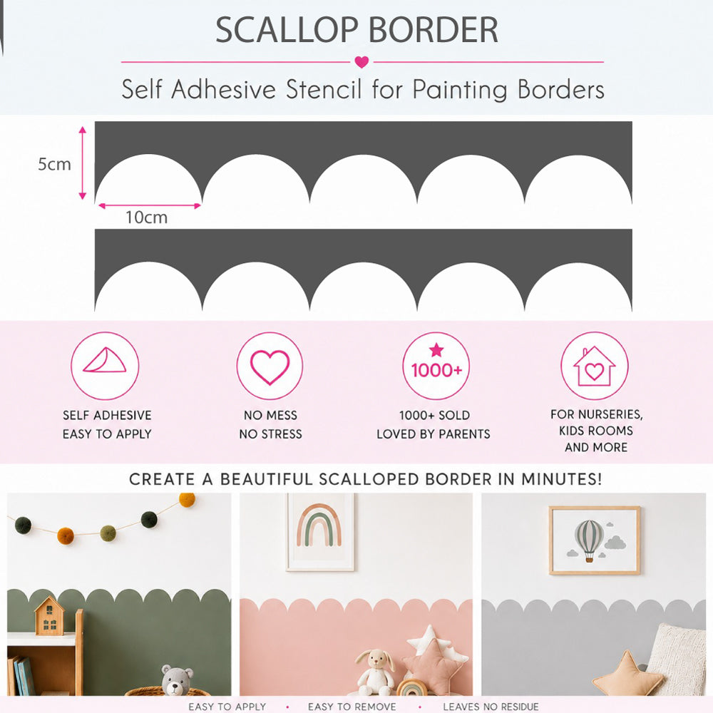 Scallop Wall Stencil for Painting Borders