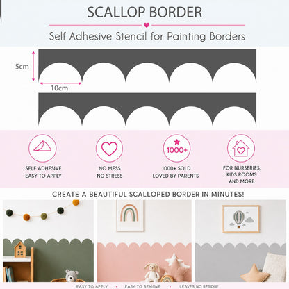 Scallop Wall Stencil for Painting Borders