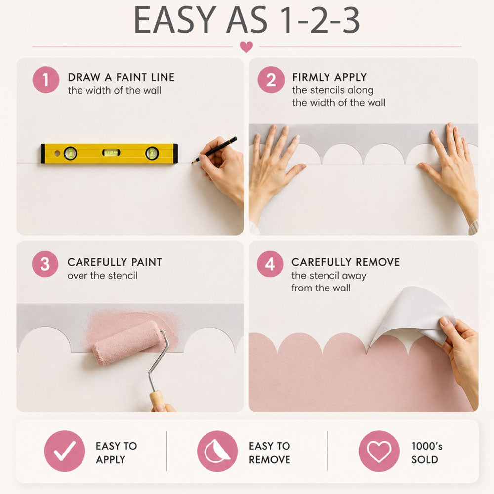 Large Scallop Arch Wall Stencil for Painting Borders