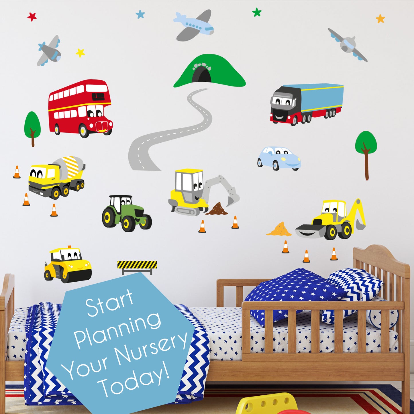 Motor Vehicle Wall Stickers for Baby Boys Nursery