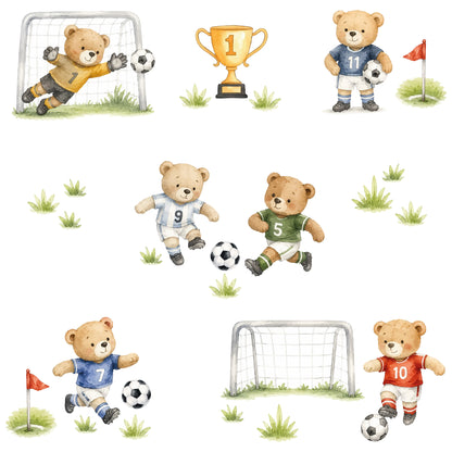 Footballer Wall Stickers with Teddy Bears