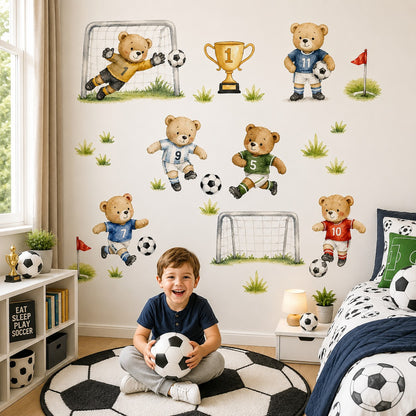 Footballer Wall Stickers with Teddy Bears