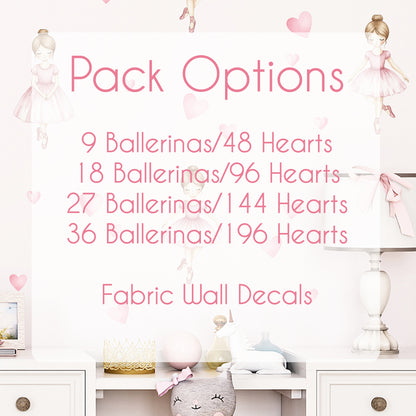 Ballerina Wall Stickers with Pink Hearts