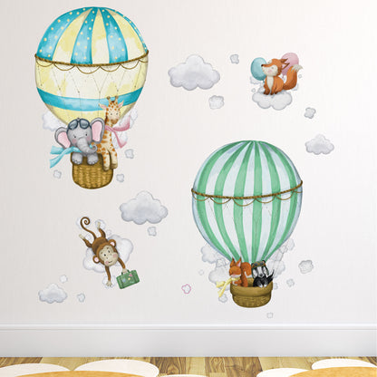 Deluxe Watercolour Hot Air Balloon Wall Stickers