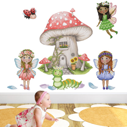 Flower Fairies Mushroom Home Wall Stickers