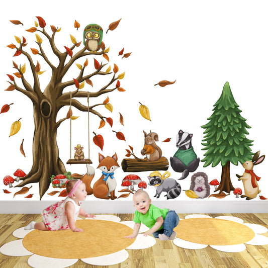 Woodland Animal Wall Stickers Watercolour