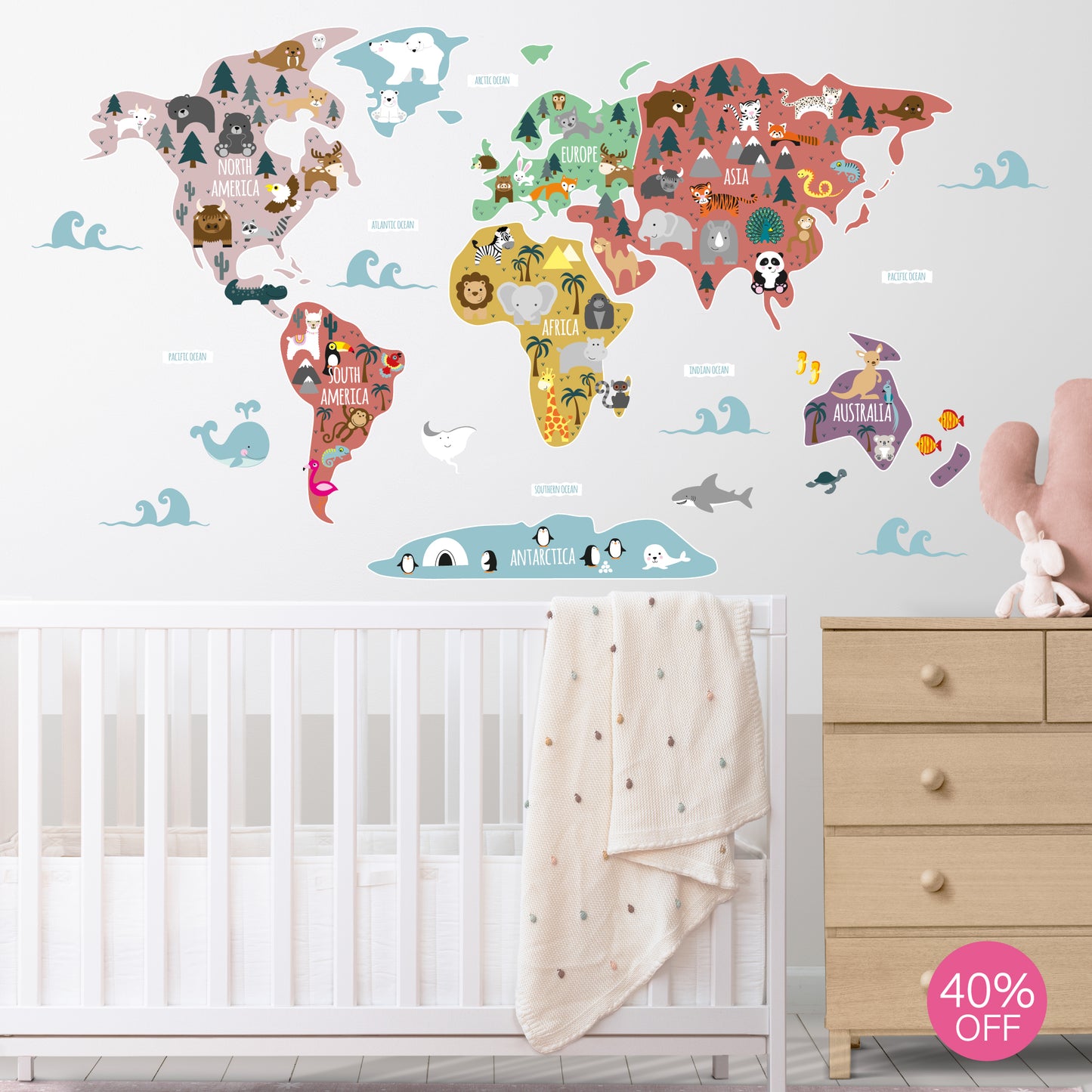 Children's Map of The World Wall Decals