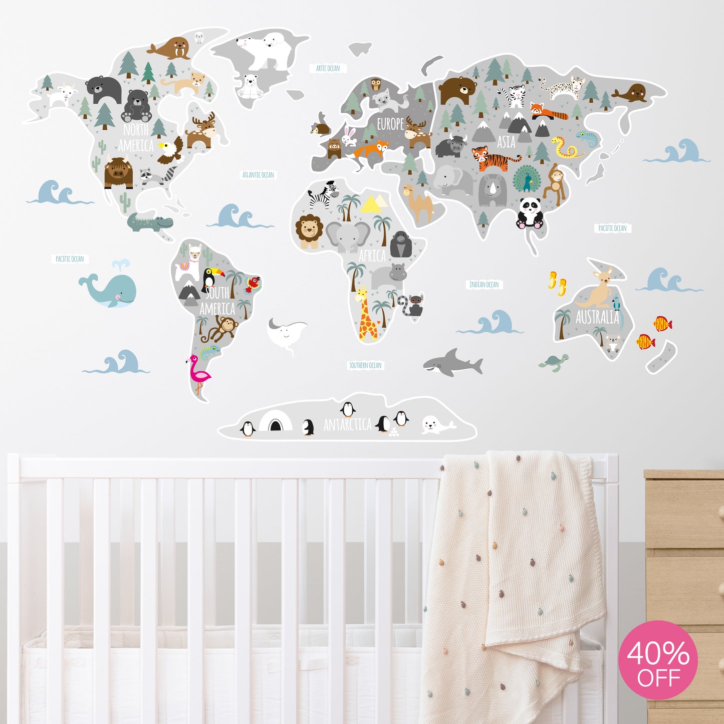 Children's Map of The World Wall Stickers