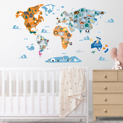 Boy's Map of The World Wall Stickers