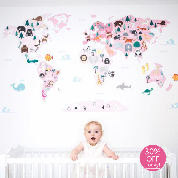Girls Map of The World Wall Sticker