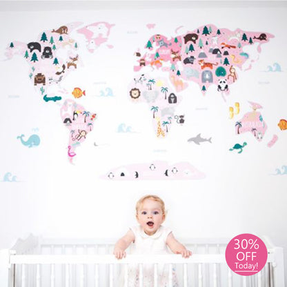 Girls Map of The World Wall Sticker