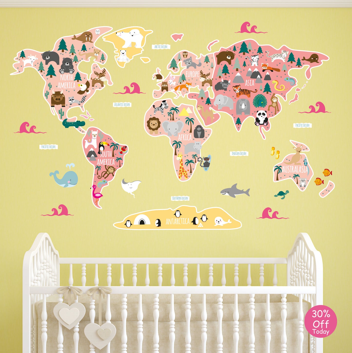 Girls Map of The World Wall Sticker