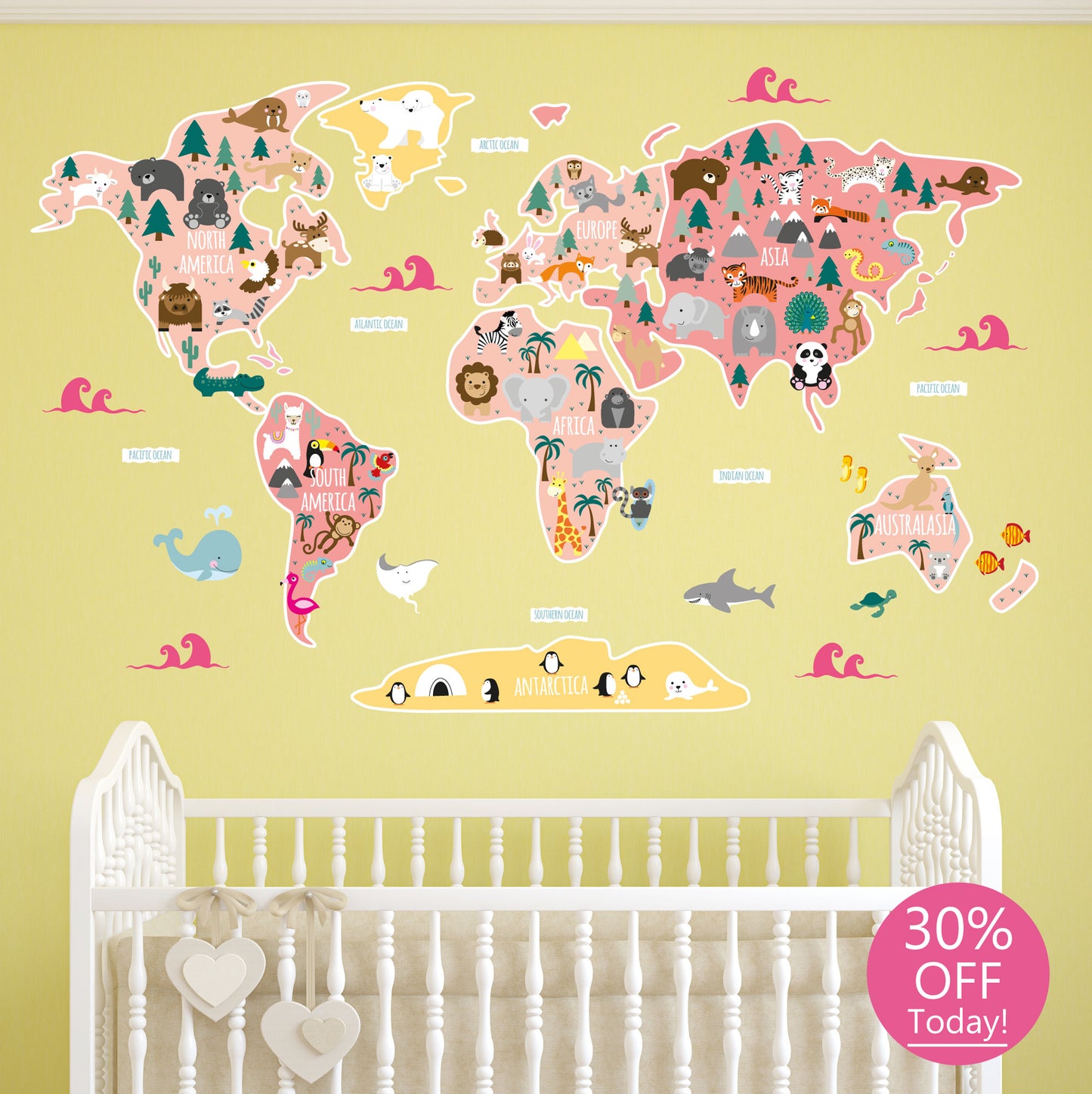 Girls Map of The World Wall Sticker