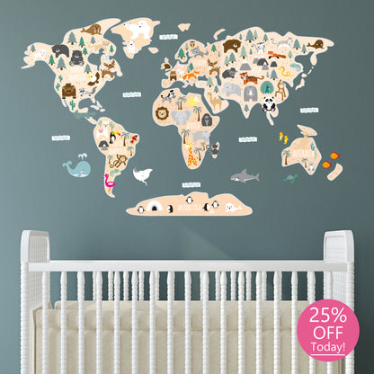 Children's Map of The World Wall Stickers