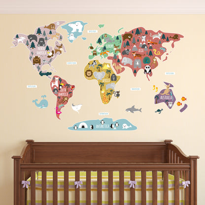 Children's Map of The World Wall Decals