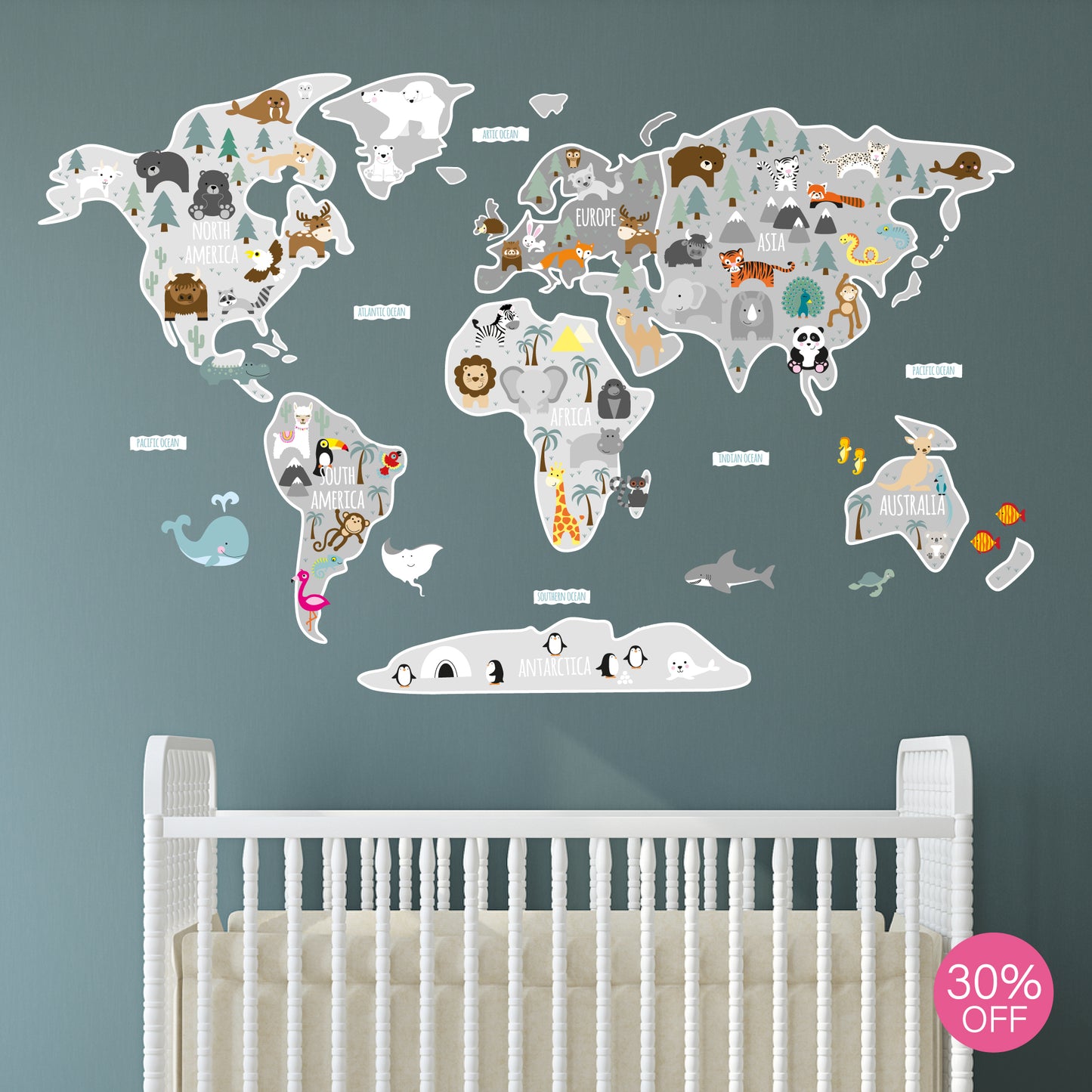 Children's Map of The World Wall Stickers