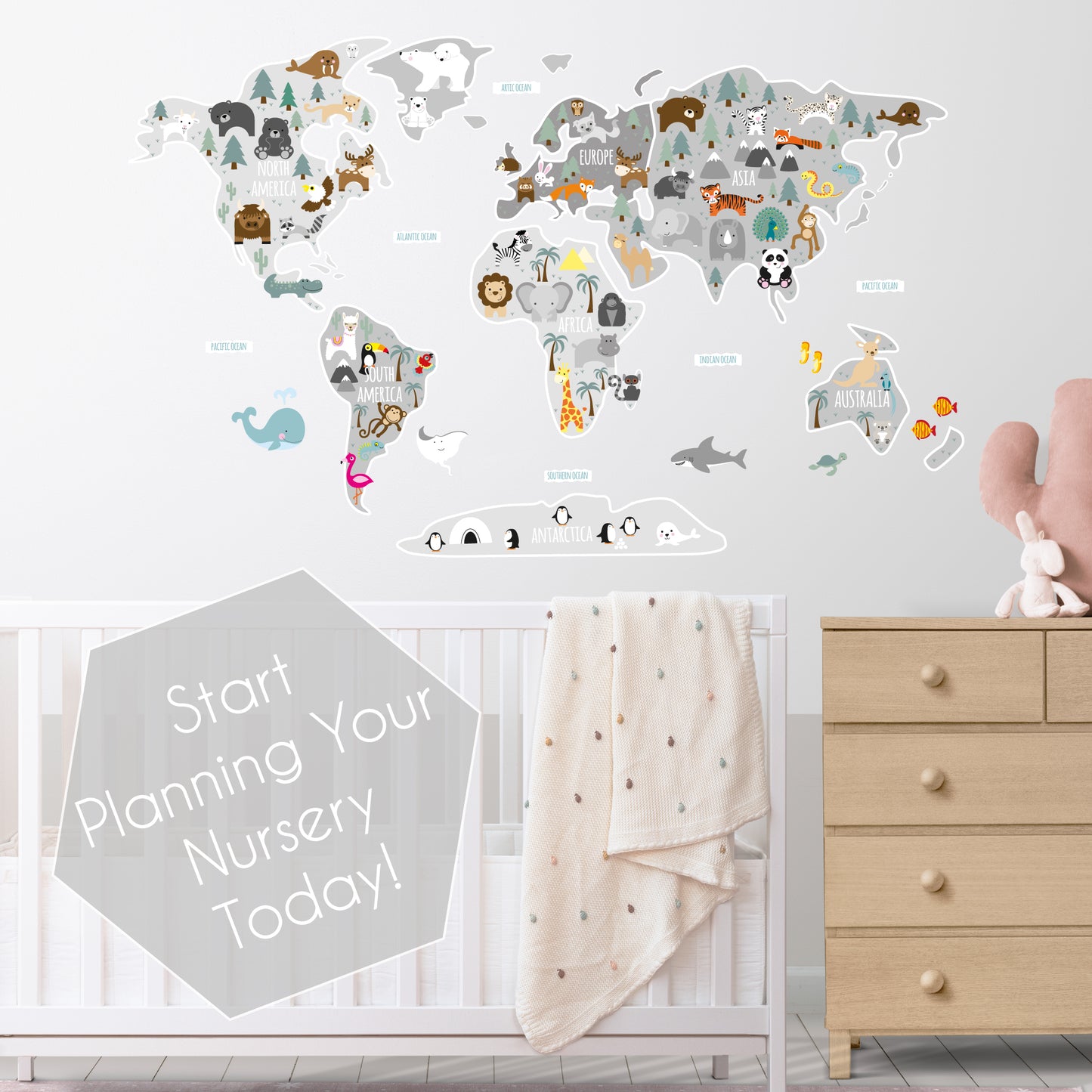 Children's Map of The World Wall Stickers