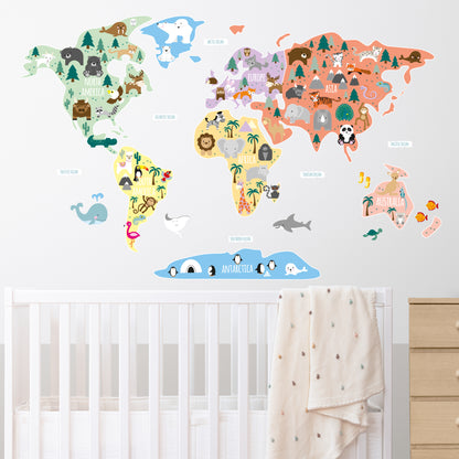 Children's Map of The World Wall Decals