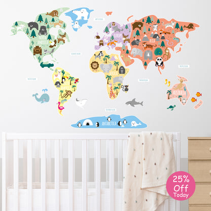 Children's Map of The World Wall Decals