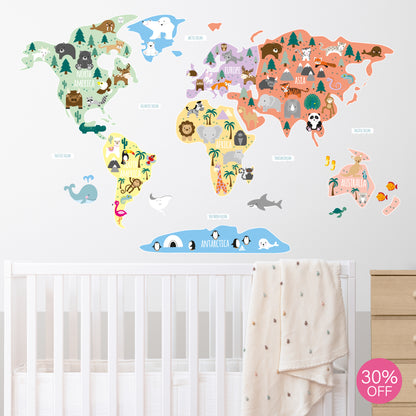 Children's Map of The World Wall Decals