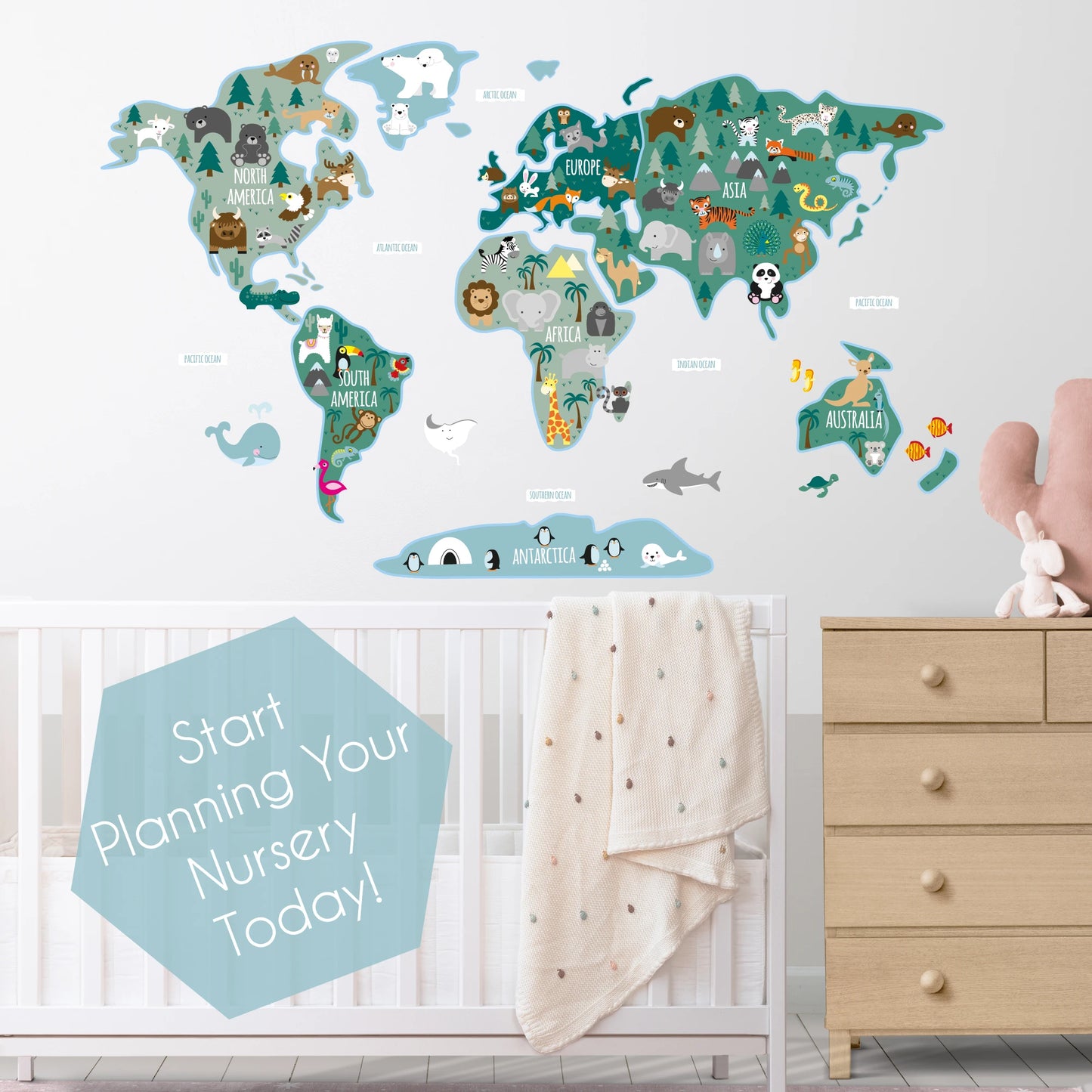 Children's Map of The World Wall Stickers