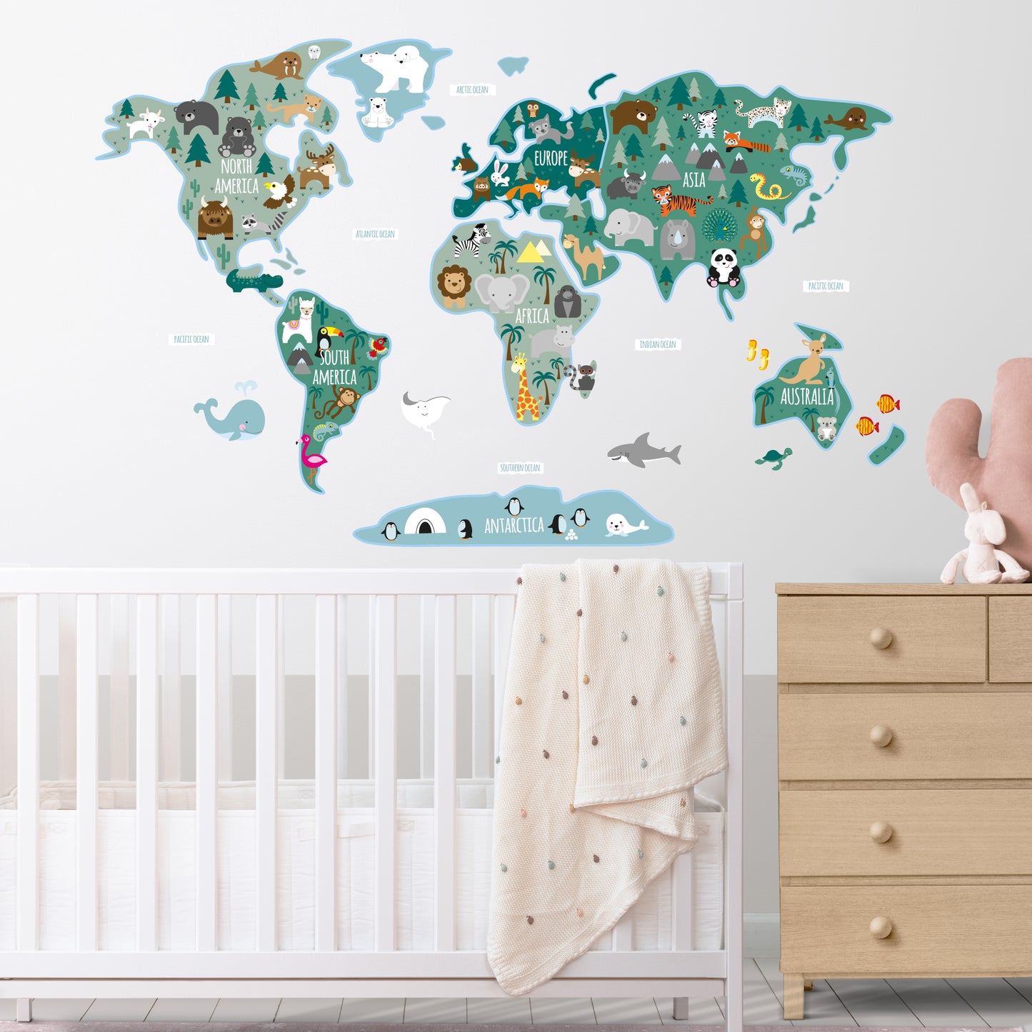 Children's Map of The World Wall Stickers