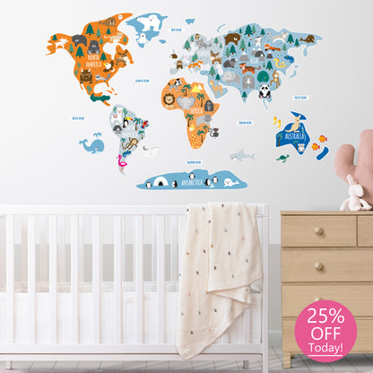 Boy's Map of The World Wall Stickers