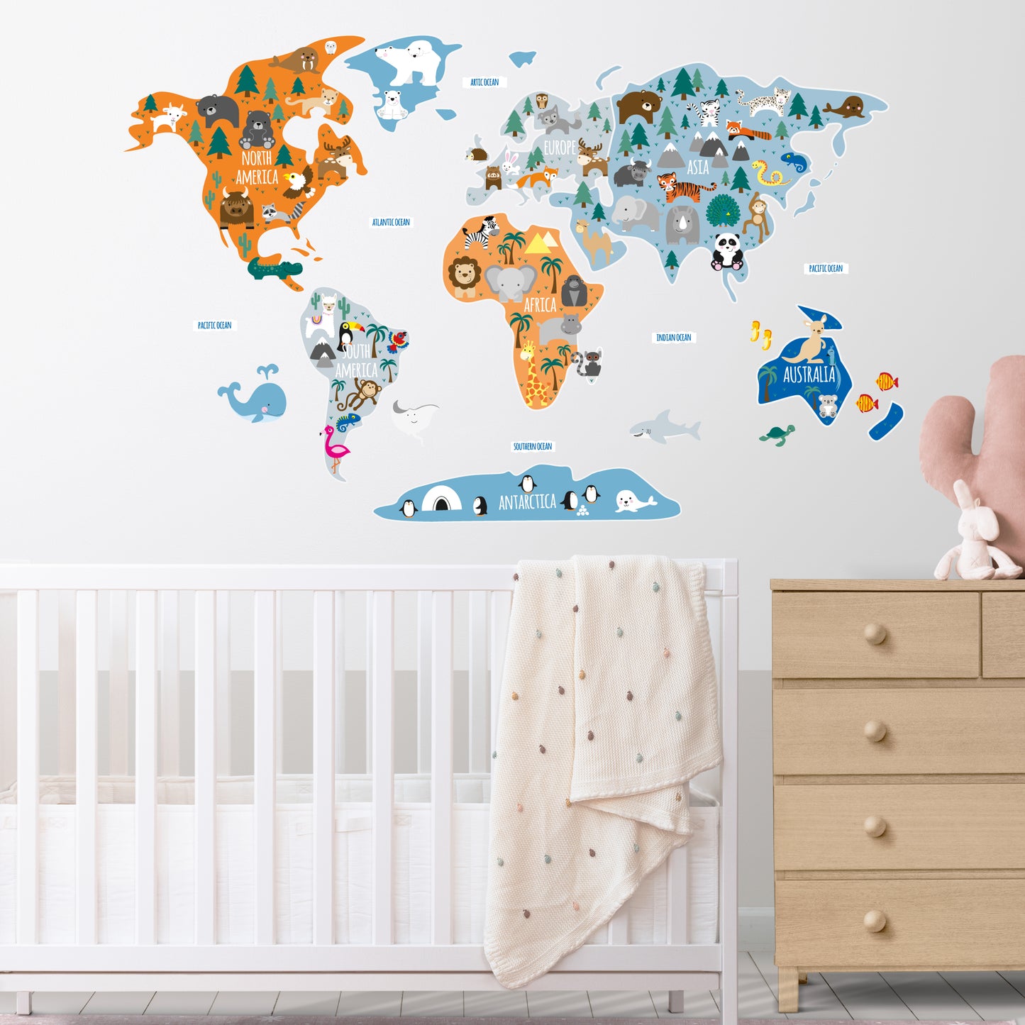 Boy's Map of The World Wall Stickers