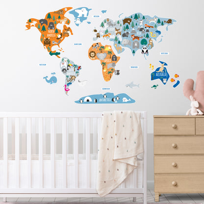 Boy's Map of The World Wall Stickers