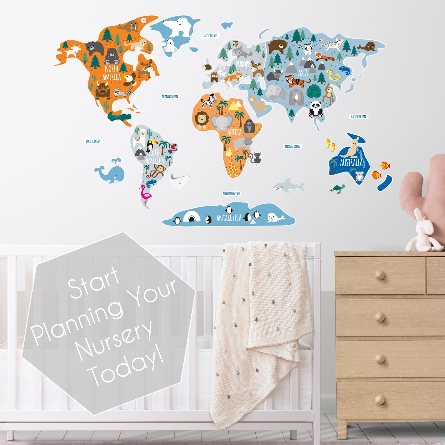 Boy's Map of The World Wall Stickers