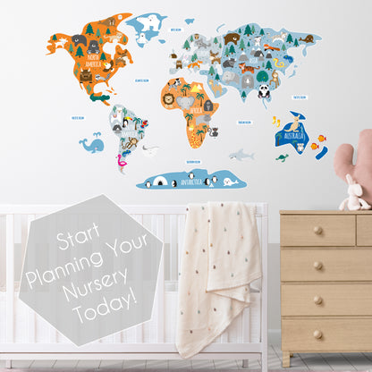 Boy's Map of The World Wall Stickers