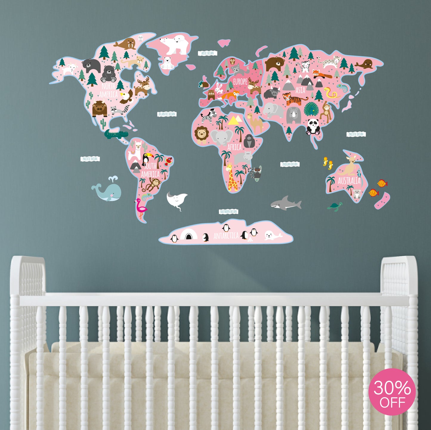 Girls Map of The World Wall Sticker