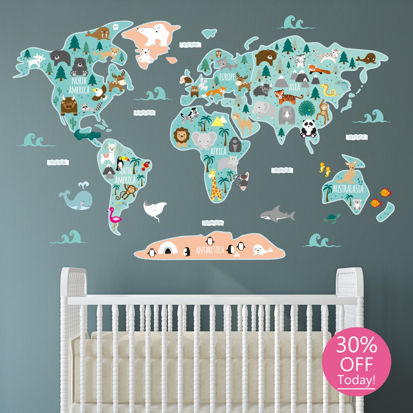 Children's Map of The World Wall Stickers