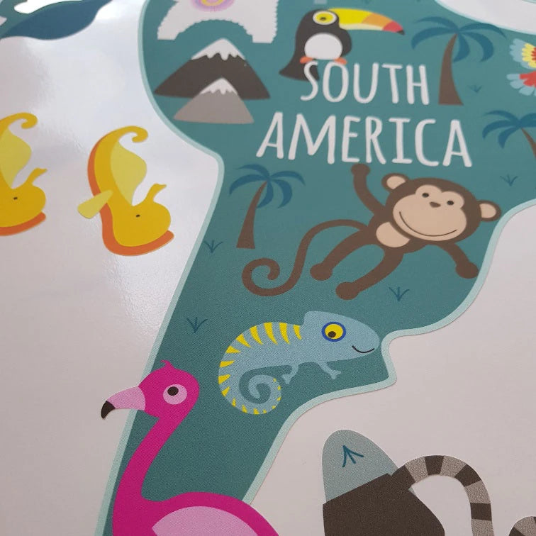 Children's Map of The World Wall Stickers