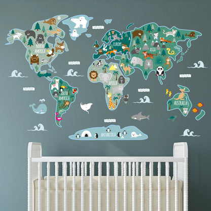 Children's Map of The World Wall Stickers