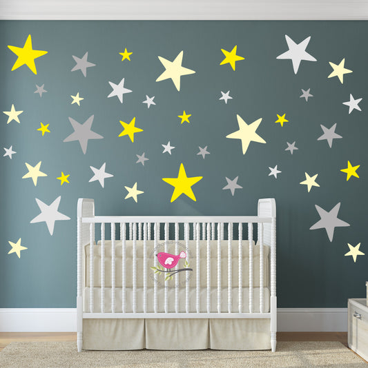 Star Wall Stickers Yellow and Grey